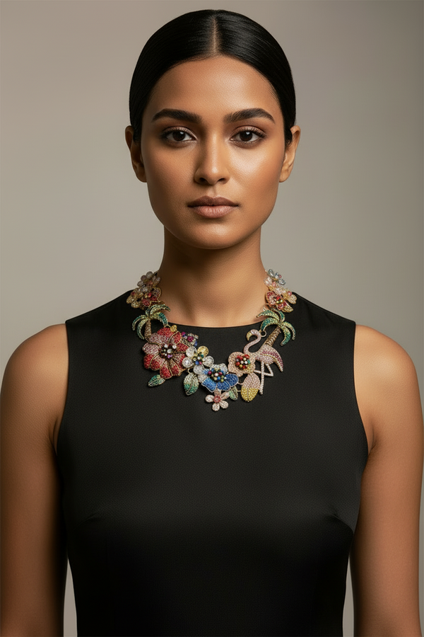 necklace with multi-colored crystals