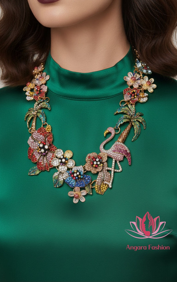necklace with multi-colored crystals
