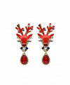 pair of red reindeer Christmas earrings