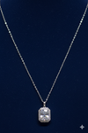 92.5 Sterling Silver Radiant Emerald-Cut Halo Necklace