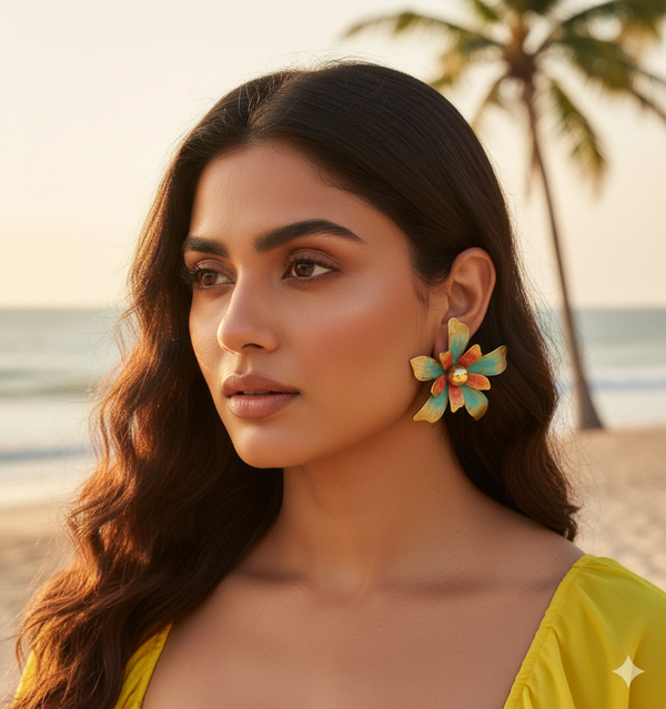 metal flower earrings