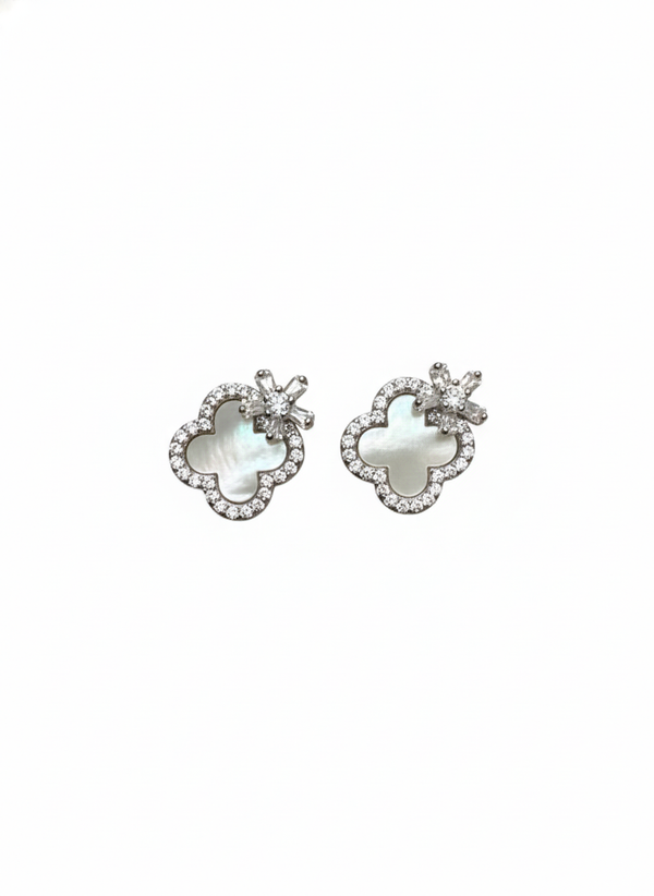 Elegant Mother-of-Pearl Clover Stud Earrings