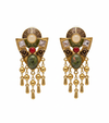 Bohemian Empress: Ornate Multi-Stone Tassel Drops Clip on