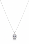 92.5 Sterling Silver Radiant Emerald-Cut Halo Necklace