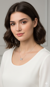 silver-toned crystal bow pendant necklace (Copy)