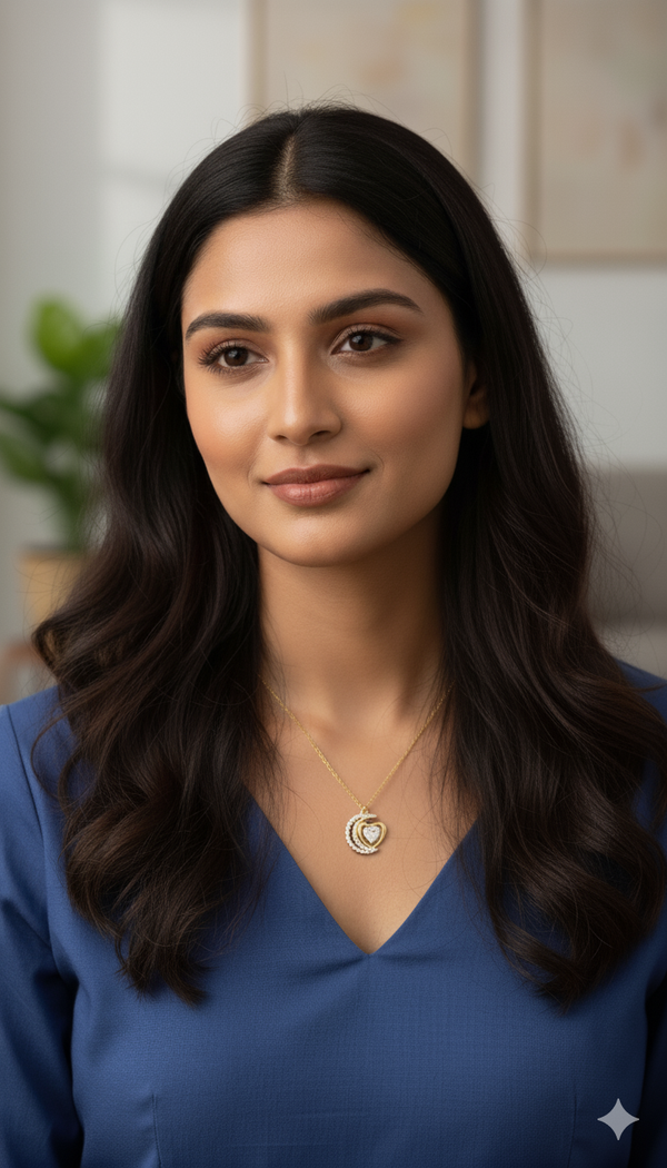 Love You to the Moon" Heart & Crescent Necklace in 92.5 Silver