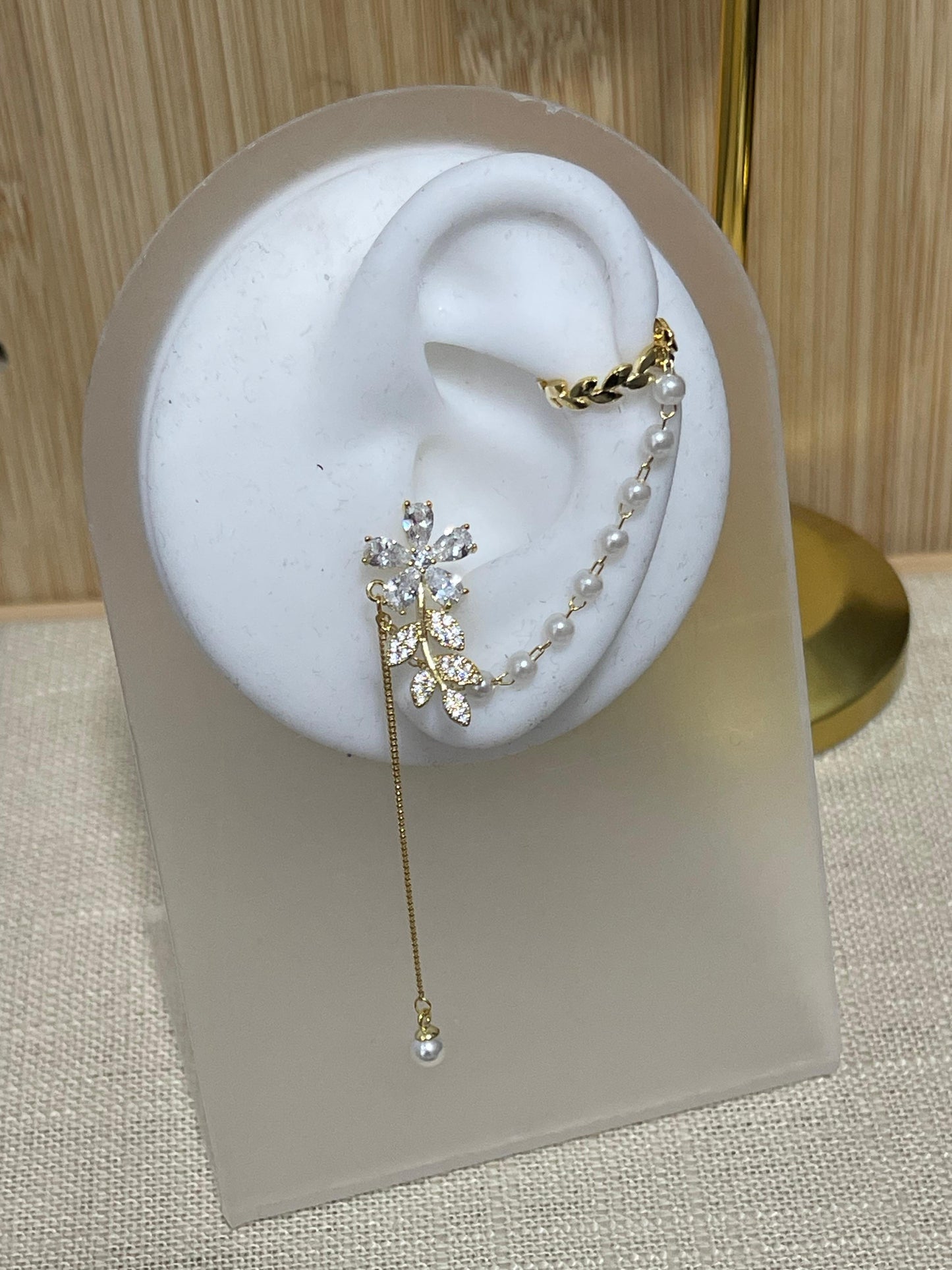 Pearl Drape Charm Ear Cuff