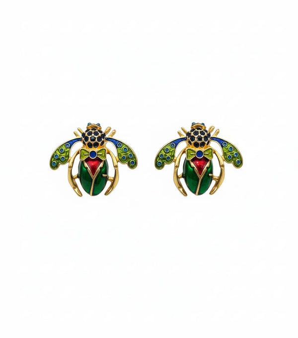 multicolored bee earrings