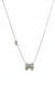 silver-toned crystal bow pendant necklace