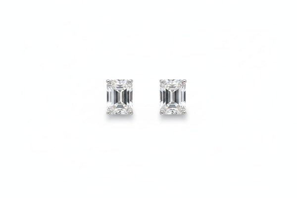 Emerald Cut Diamond Stud Earrings