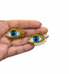 blue statement evil eye stud earrings