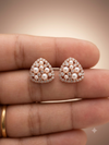 Elegant Triangular Pearl & Diamond Stud Earrings