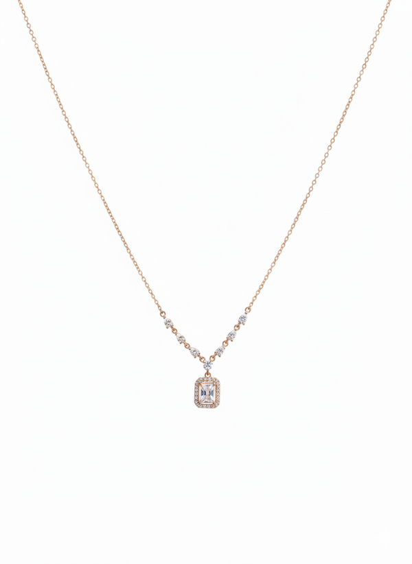 Elegance Redefined: Modern Emerald-Cut Pendant Necklace