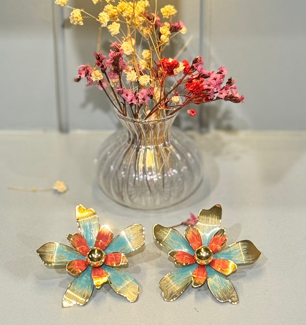 metal flower earrings