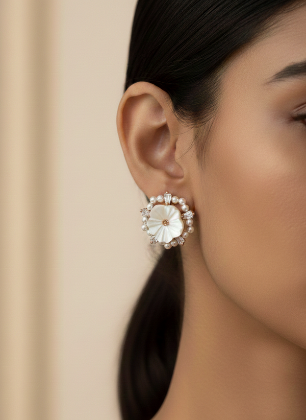 The Midnight Blossom Pearl Studs