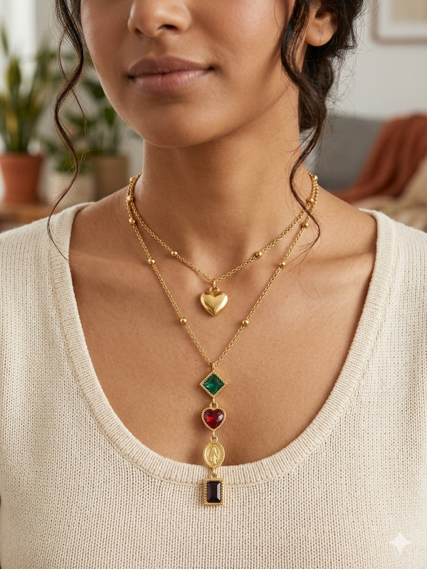 Spectrum of Hearts Layered Necklace